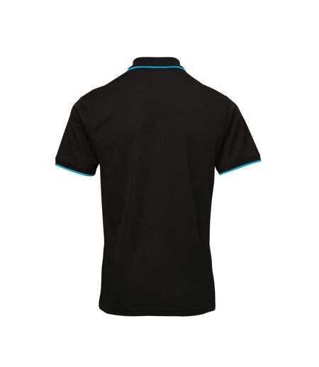 Premier Mens Contrast Coolchecker Polo Shirt (Black/Turquoise) - UTRW5520