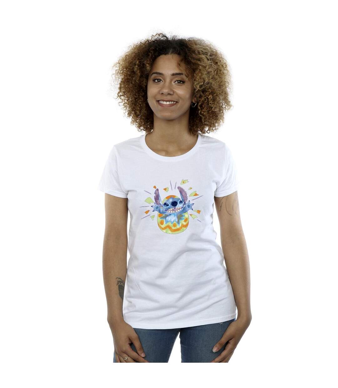 Disney T-shirt en coton Femme/Ladies Lilo & Stitch Cracking Egg (Blanc) - UTBI25924-2
