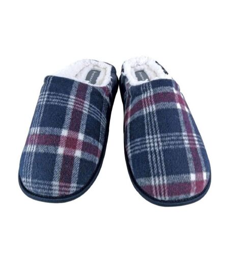 Pantoufles Mule Homme Doublé Polaire avec Tartan