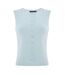 Womens/ladies Ribbed Button Fitted Top Light Blue I Saw It First-2