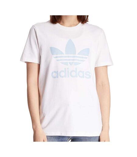 T-shirt Blanc/Bleu Femme Adidas Trefoif - 36