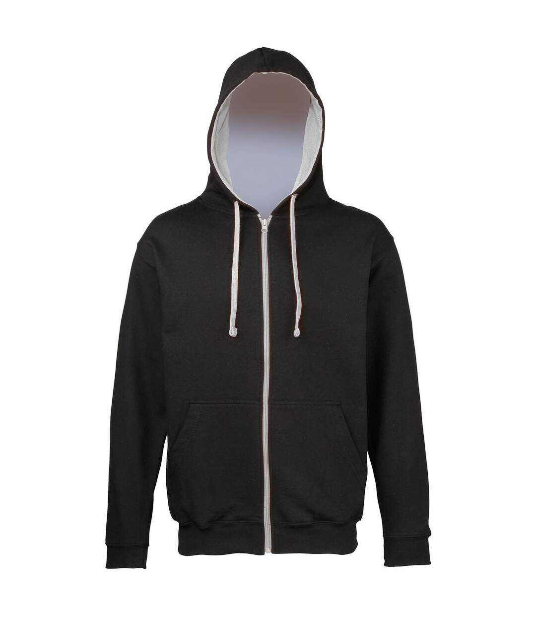 Veste zippée à capuche unisexe - JH053 - noir et gris clair-1