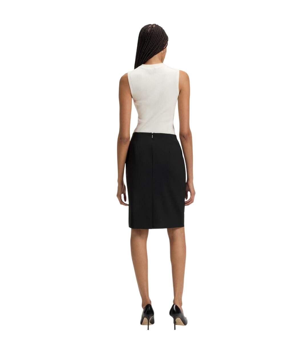 Womens/ladies Vileah Virgin Wool Pencil Skirt Black Boss-2