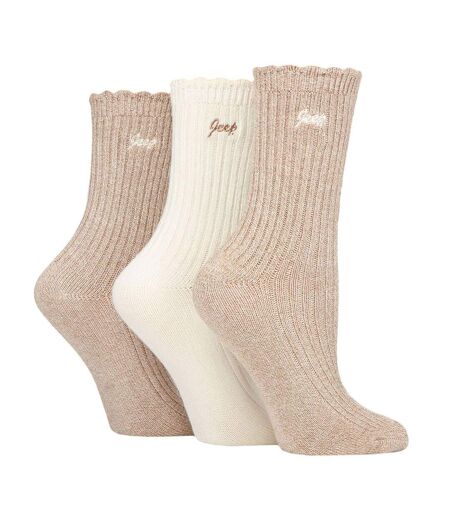 3 Pack Ladies Bamboo Scalloped Ankle Socks | Ribbed Cushioned