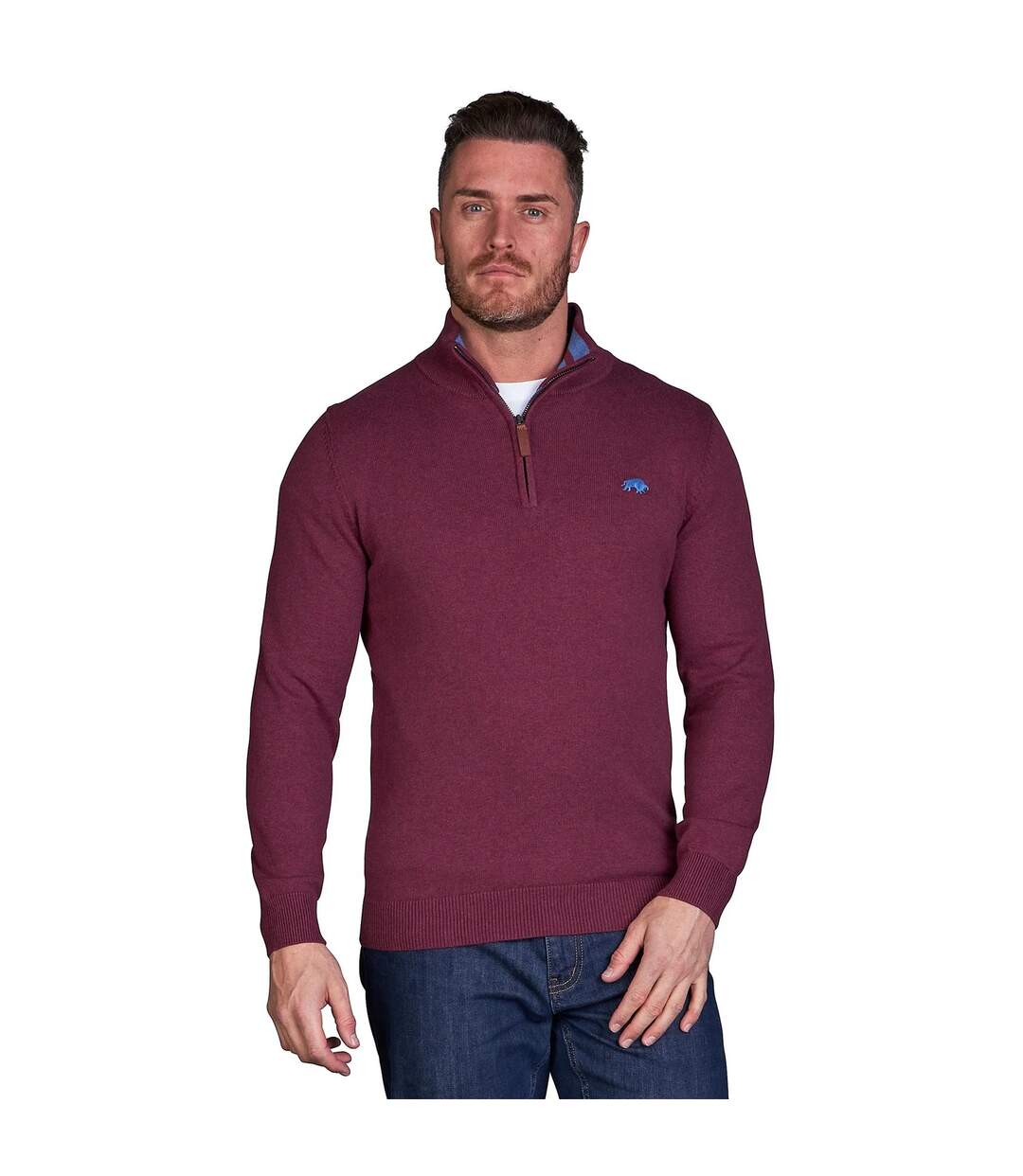 Pull classic homme bordeaux Raging Bull-4