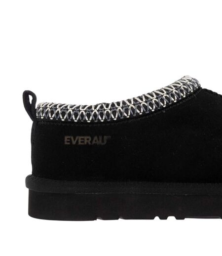 Womens/ladies Wigeon Cow Suede Slippers Black EverAu