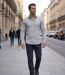 CHALLENGER CH4004 IMPRIME — Chemise à carreaux manches longues gris et bleu : coupe confort en pur coton-5