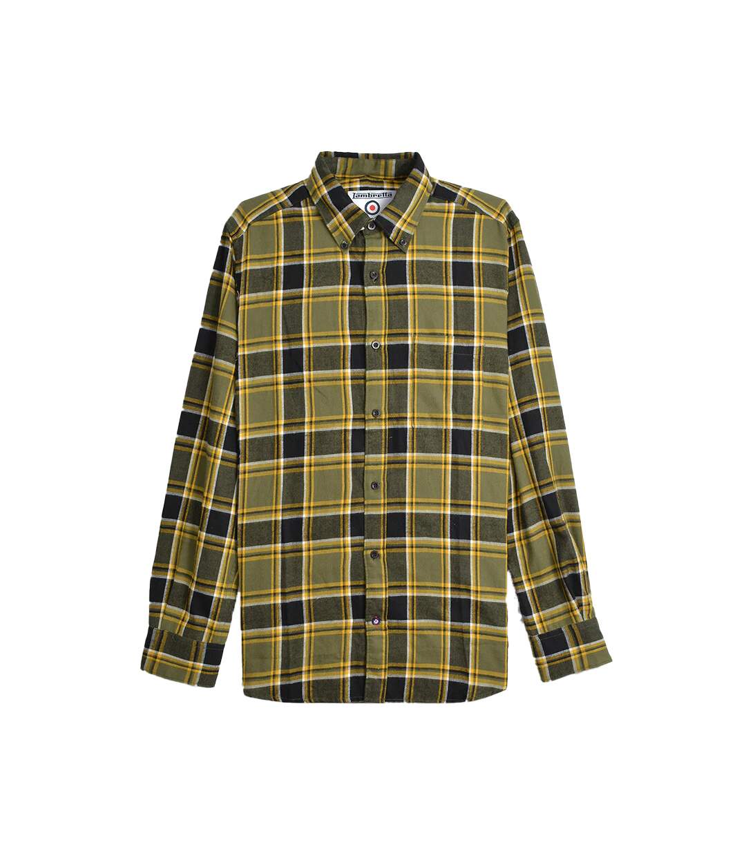 Chemise Manches Longues Motif/style À Carreaux Homme Vert Kaki Noir Jaune Or Lambretta-2