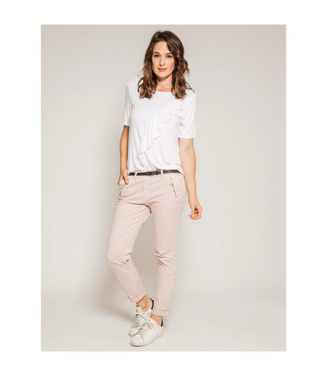 T-shirt col rond avec volant FIRMINI - Dona X Lisa-2
