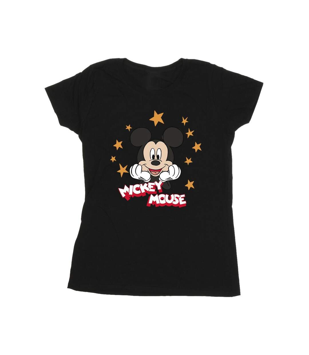 Disney T-shirt en coton avec étoiles Mickey Mouse Femme/Ladies (Noir) - UTBI33576-1