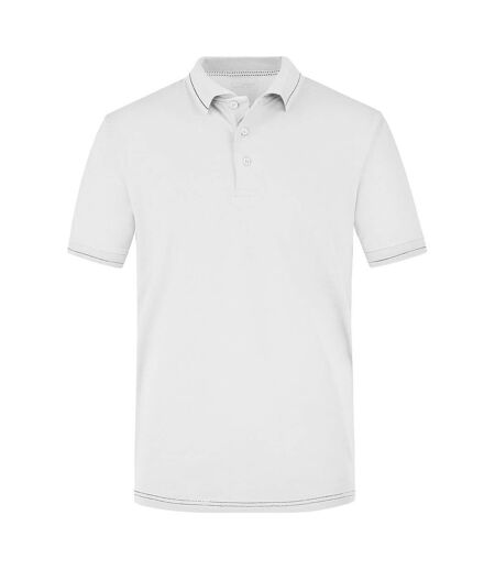 Polo Homme Blanc Noir James And Nicholson