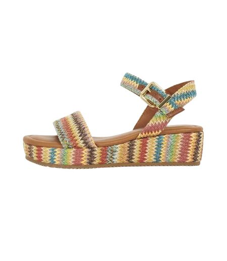 Womens/ladies Chevron Flatform Sandals Multicoloured Dune London