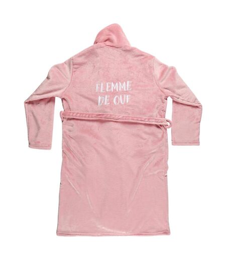 Robe de Chambre Sherpa Flemme de Ouf Rose