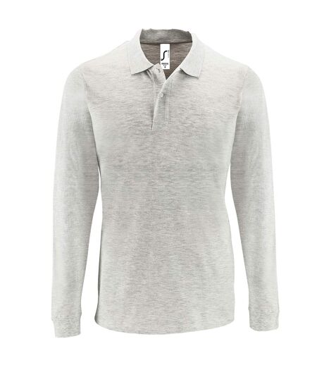 SOLS Mens Perfect Long Sleeve Pique Polo Shirt (Ash)