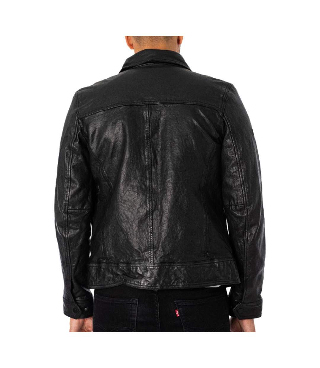 Veste en cuir noir homme seventies superdry leather - m-2