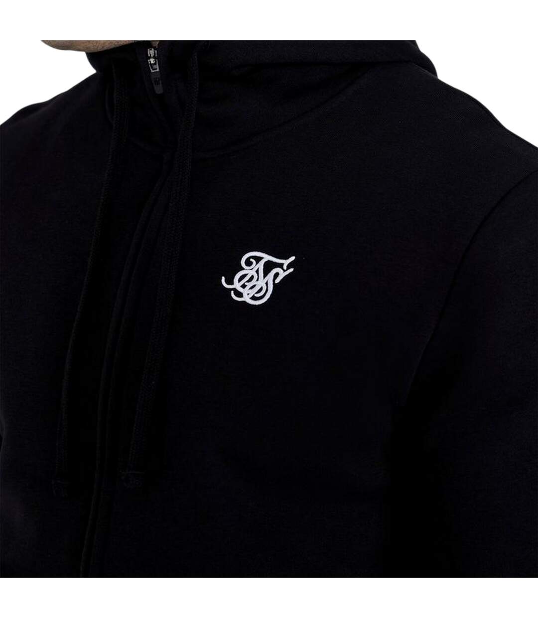 Mens Essential Full Zip Hoodie Black SikSilk-4