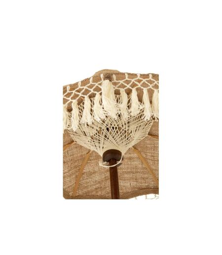 Parasol Déco en Jute Pompons 87cm Beige