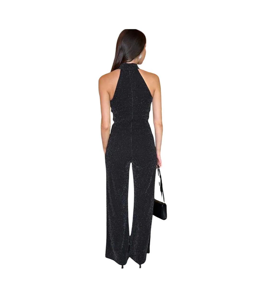 Womens/ladies Sparkle Fitted Jumpsuit Black AX Paris-2