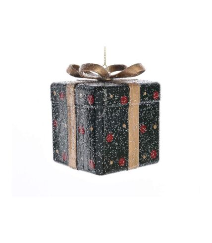 Square present with hanger 9 x 8.5 x 11cm black/red Kaemingk