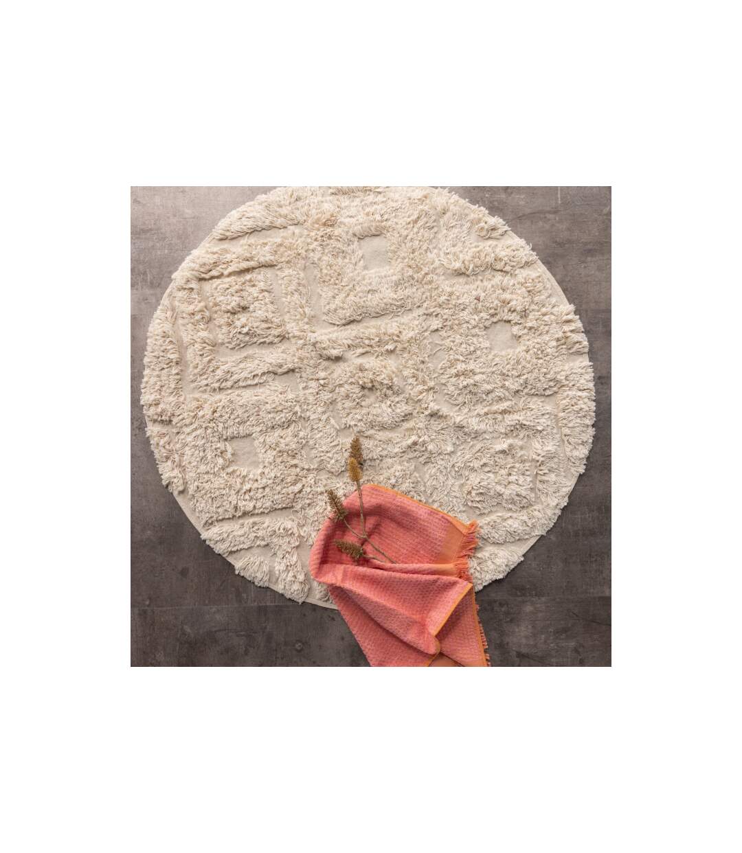 Tapis Rond Salle de Bain Hilma 60cm Beige-3