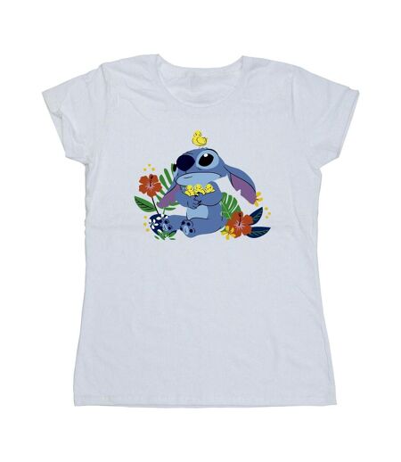 Disney T-shirt en coton motif oiseaux Lilo & Stitch Femme/Femme (Blanc) - UTBI25900