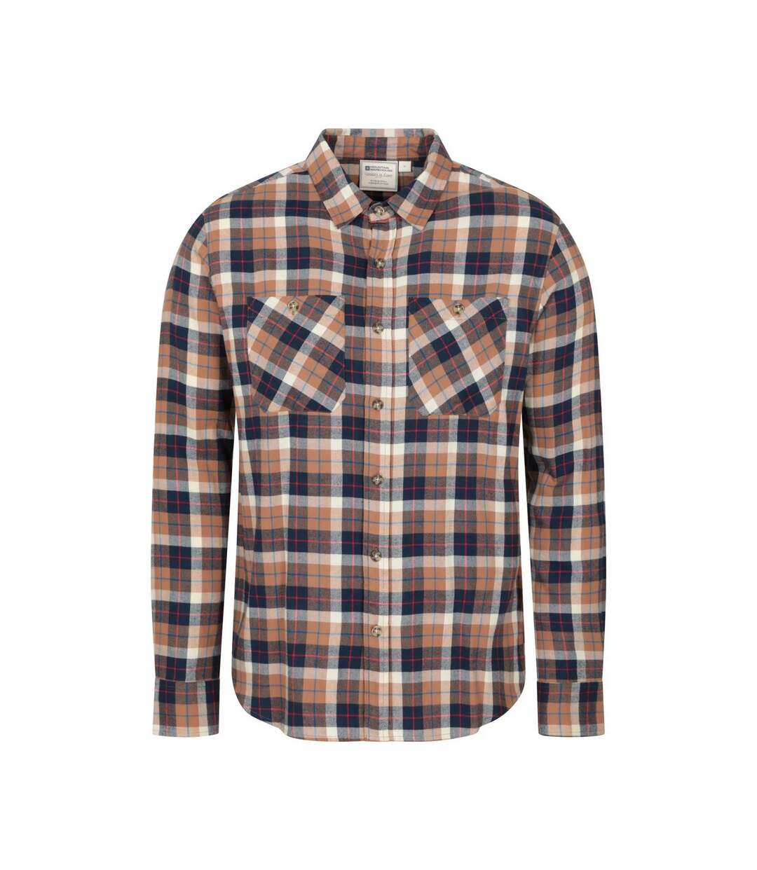 Mens Maine Flannel Long-sleeved Shirt Tan Mountain Warehouse-1