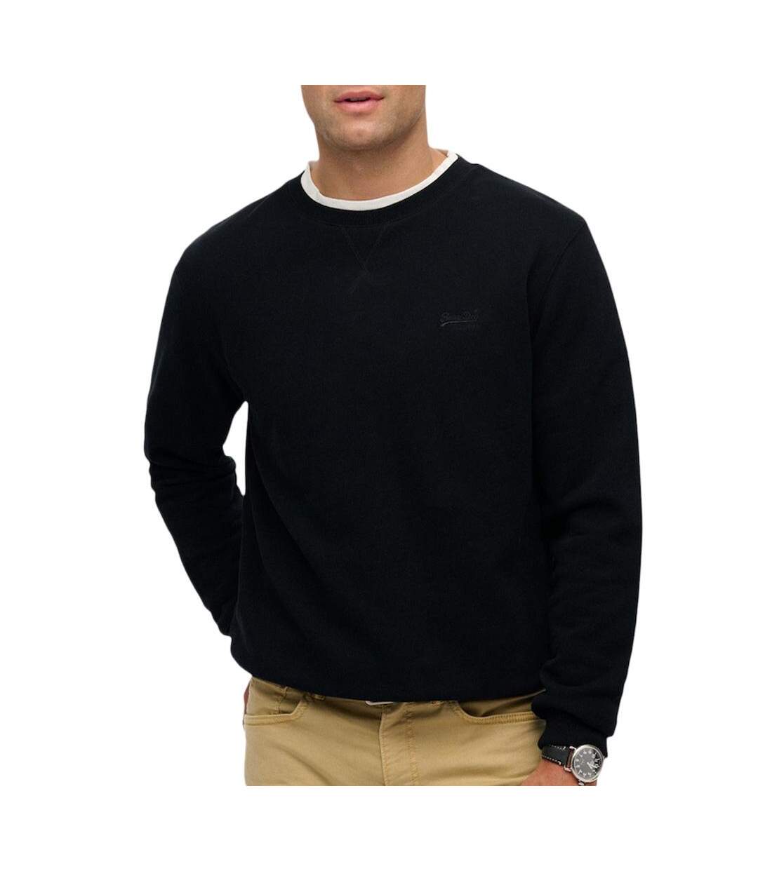 Pull noir homme superdry essential logo crew-1