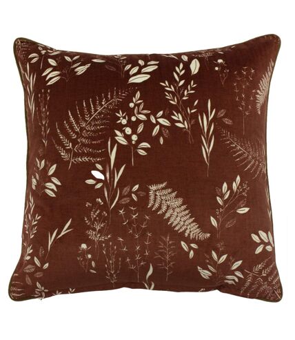 Furn Fearne Botanical Print Feather Filled Cushion (Brick) (20 x 20in)