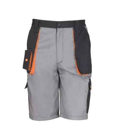Result Unisex Work-Guard Lite Workwear Shorts (Breathable And Windproof) (Grey / Black / Orange)