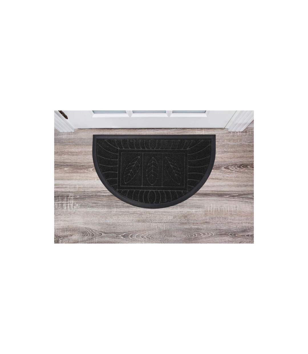 Tapis d'Entrée Demi-Lune Feuilles 45x75cm Noir-3