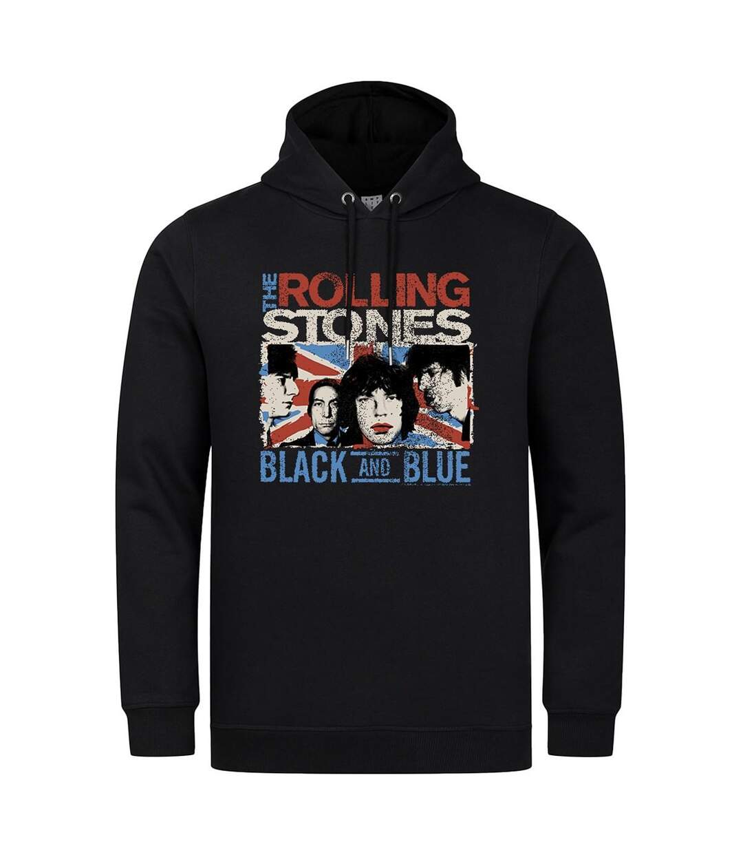 Unisex Adult Union Jack The Rolling Stones Relaxed Fit Hoodie Black Amplified-1