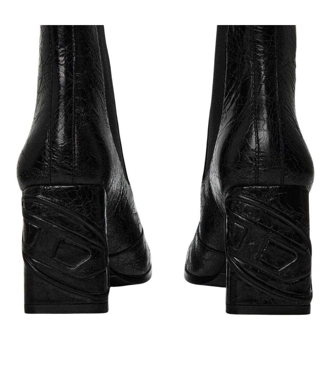 Womens/ladies Giove Leather Chelsea Boots Black Diesel-2