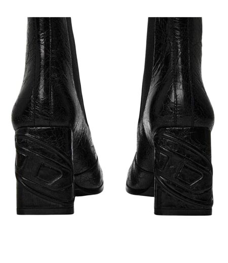 Womens/ladies Giove Leather Chelsea Boots Black Diesel