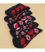 5 Pairs Ladies Poppy Footbed Socks - Soft Cotton Rich Floral Everyday Socks-5