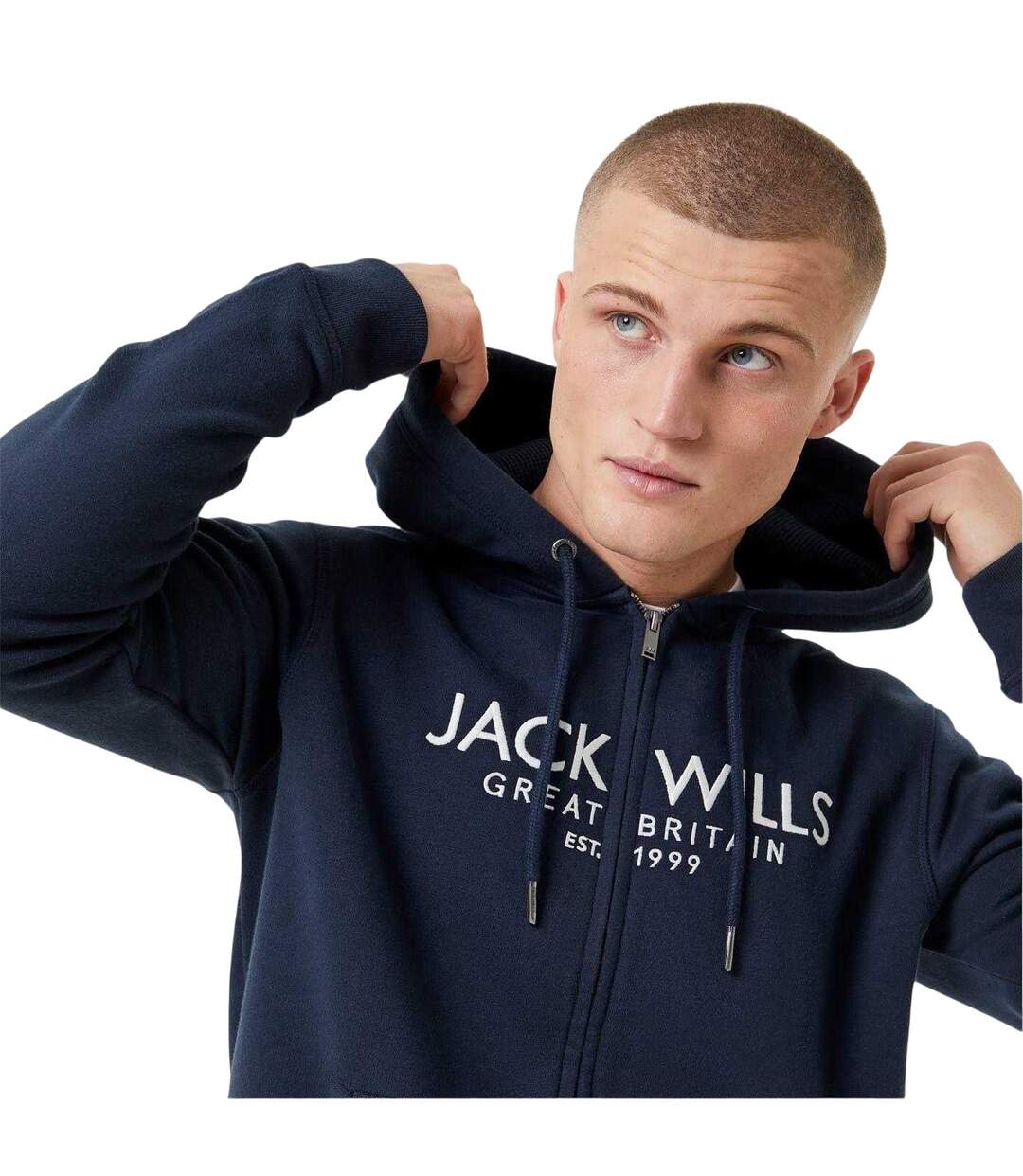 Mens Pinebrook Graphic Full Zip Hoodie Navy Jack Wills-4