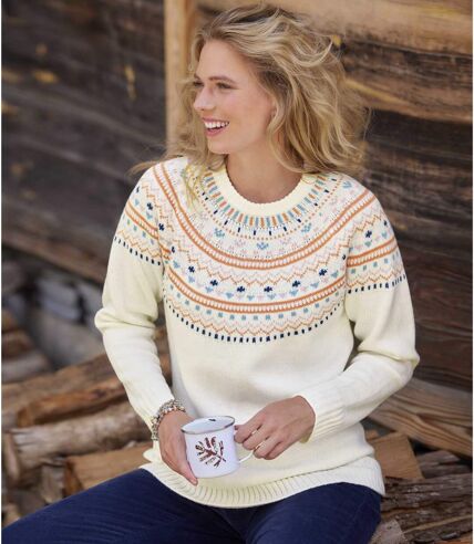 Women's Ecru Knitted Sweater 