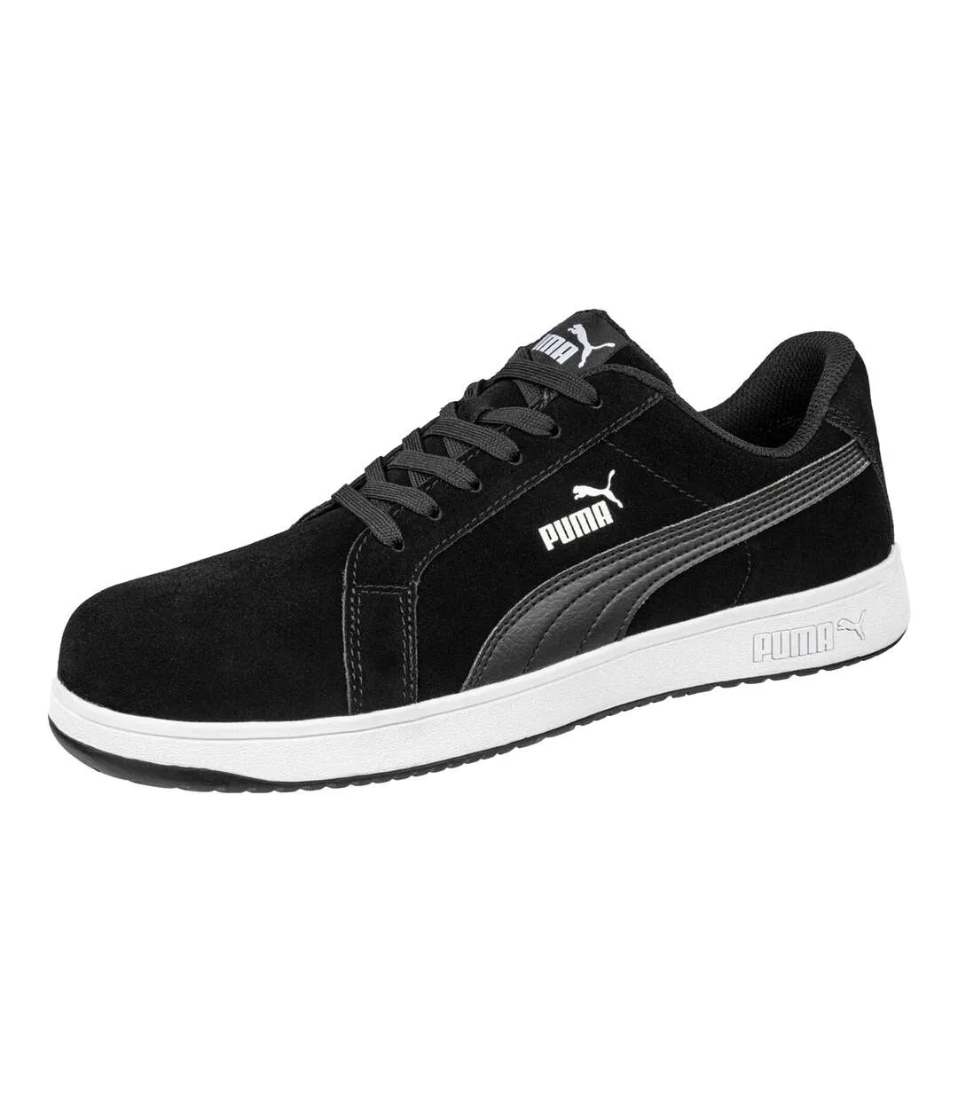 Mens Iconic Suede Low Trainers Black Puma Safety-1