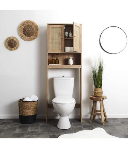 Meuble dessus WC Bali en cannage - Marron