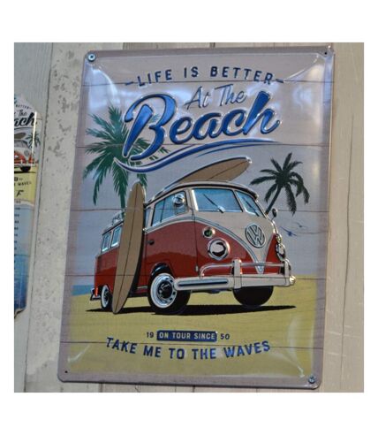 Plaque décorative en métal en relief 30 x 20 cm Van VW  - Beach