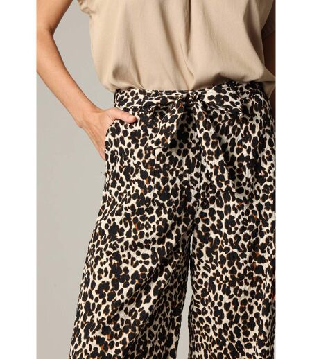 Pantalon femme en polyester gaufré à motif léopard ATILA