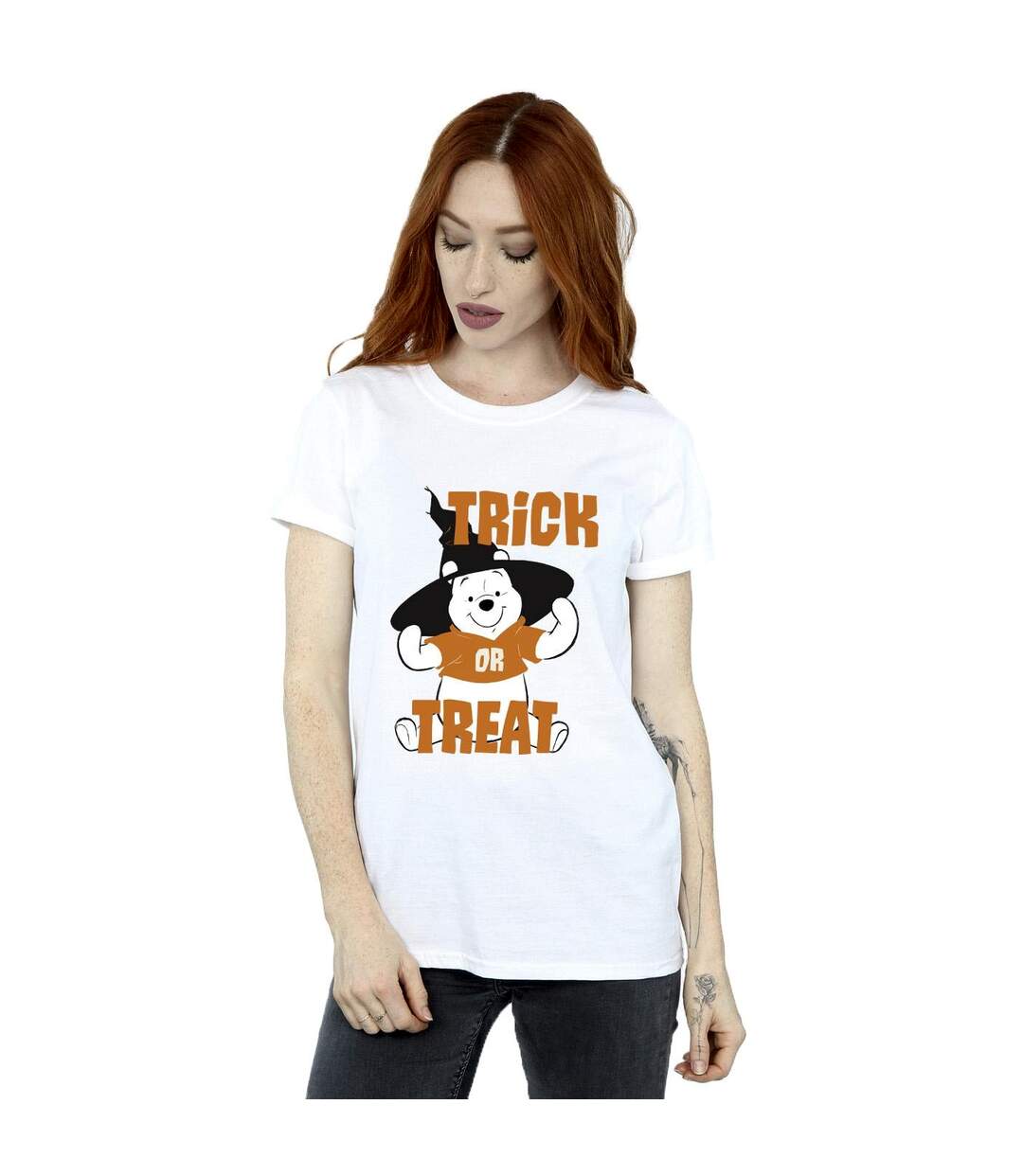 Disney Womens/Ladies Winnie The Pooh Trick Or Treat Cotton Boyfriend T-Shirt (Blanc) - UTBI47449-2