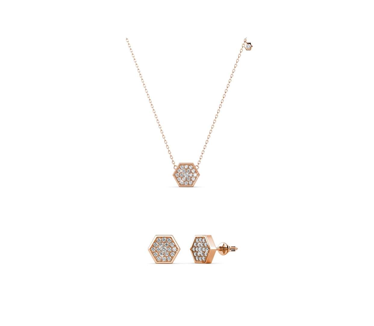 Parure et Coffret Hexagon, Zircon Blanc-1