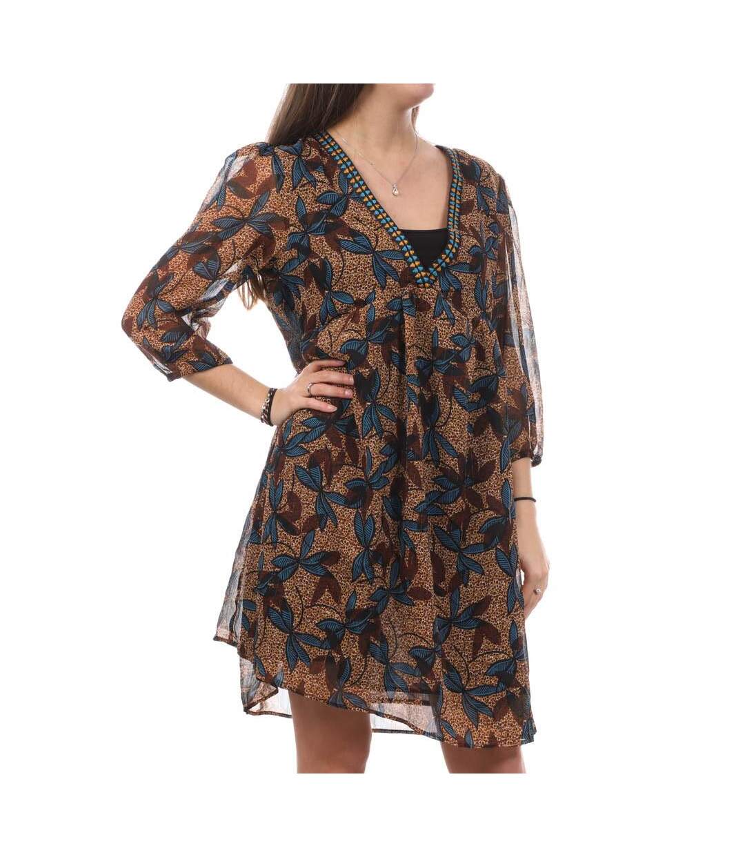 Robe imprimé Marron Femme Teddy Smith Romana - M-1