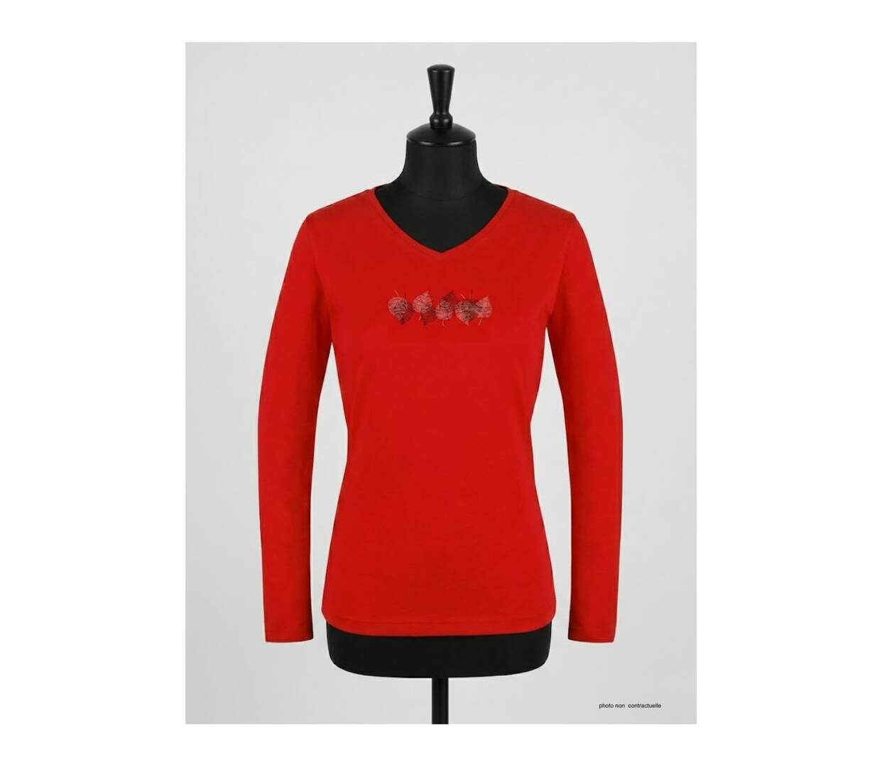 Mayflower NERUDA1GT : Tee-shirt manches longues grande taille rouge en coton-3