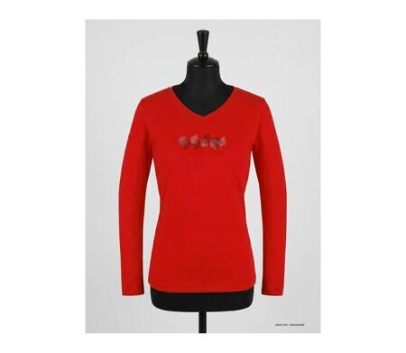 Mayflower NERUDA1GT : Tee-shirt manches longues grande taille rouge en coton