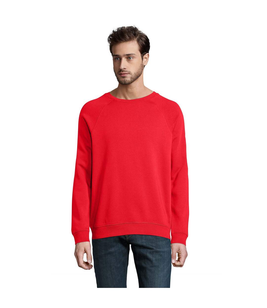 Unisex adult space organic raglan sweatshirt red SOLS-4