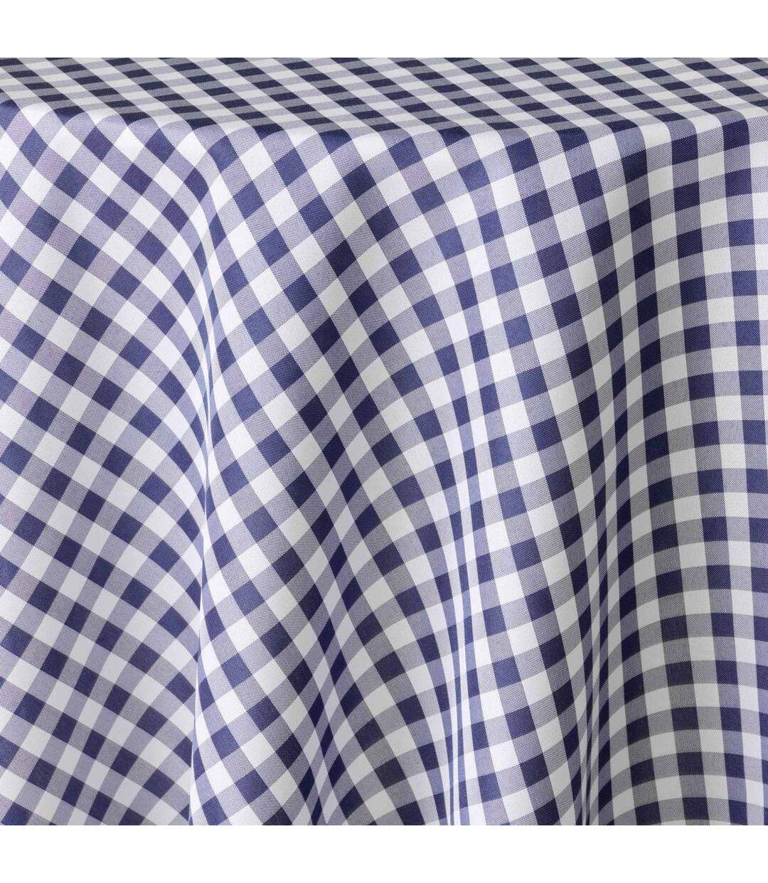 Nappe Ronde Antitache Imprimé Vichy 180cm Bleu-2