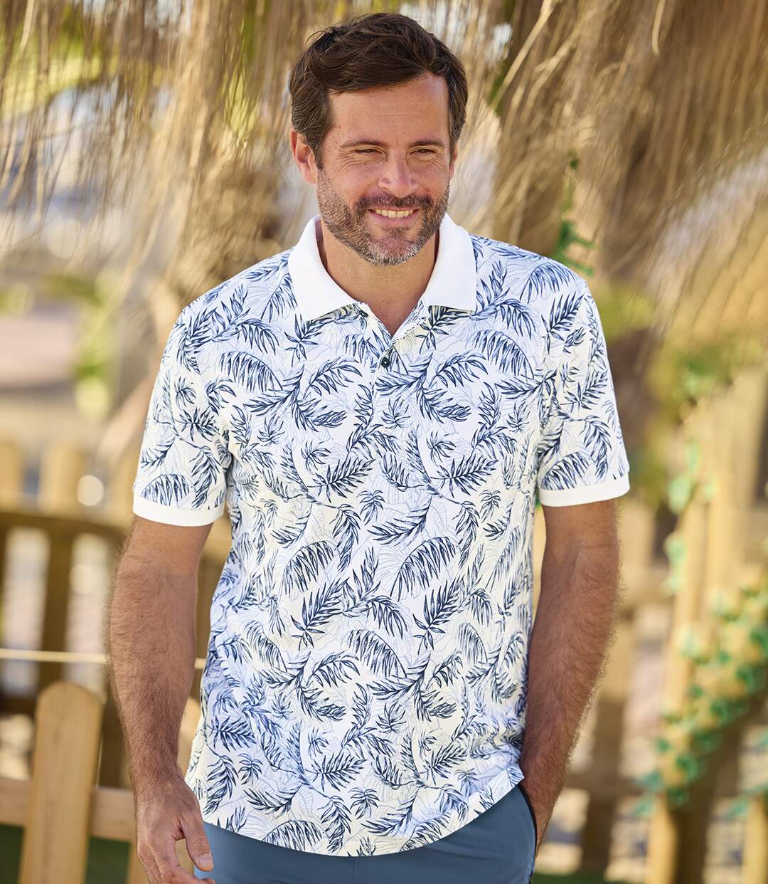 Men's White Tropical Piqué Polo Shirt | Atlas For Men