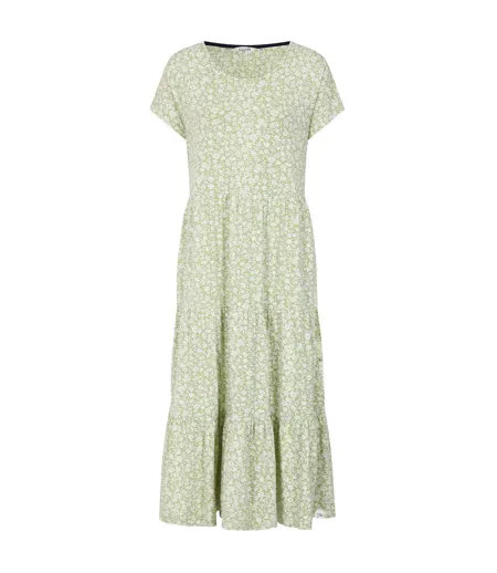Womens/ladies Floral Maxi Dress Green White Lazy Jacks