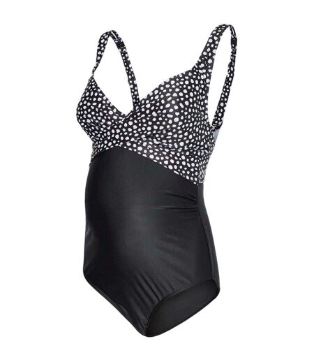 Womens/ladies Polka Dot Fabric Maternity One Piece Swimsuit Black Print Mamalicious